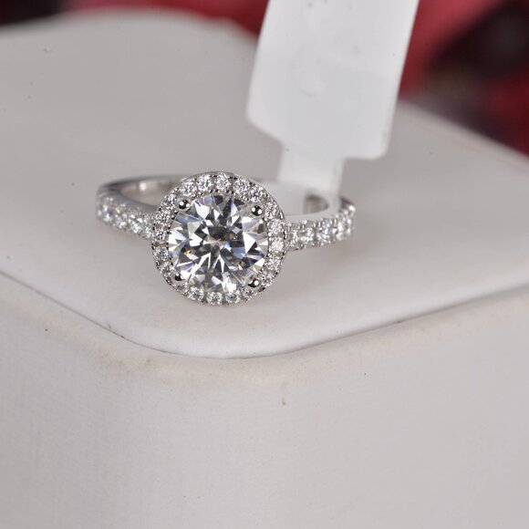 Fully Iced 2ct Brilliant Cut Certified Moissanite Engagement Ring - Picture 4 of 6